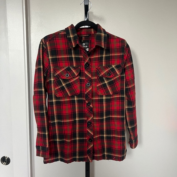 Dravus Red & Black Plaid Flannel Button-Up Shirt – Size Small – Good Condition - Picture 1 of 2